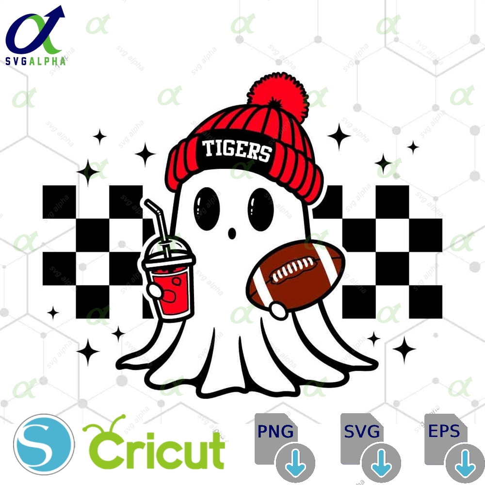 Tigers Football Svg Png Cute Ghost Football Svg Varsity Tigers Shirt Halloween Ghost Svg Halloween Football Svg Football Mom Svg